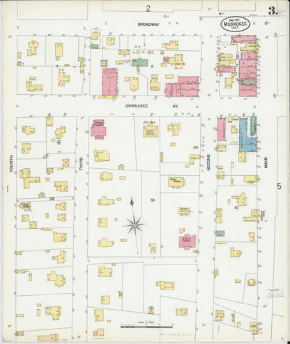 Sanborn Fire Insurance Map from Muskogee, Muskogee County, Oklahoma (1901), Sheet #0003 - Complete Map Set gallery image, historic Sanborn map, vintage wall art, Oklahoma Oklahoma