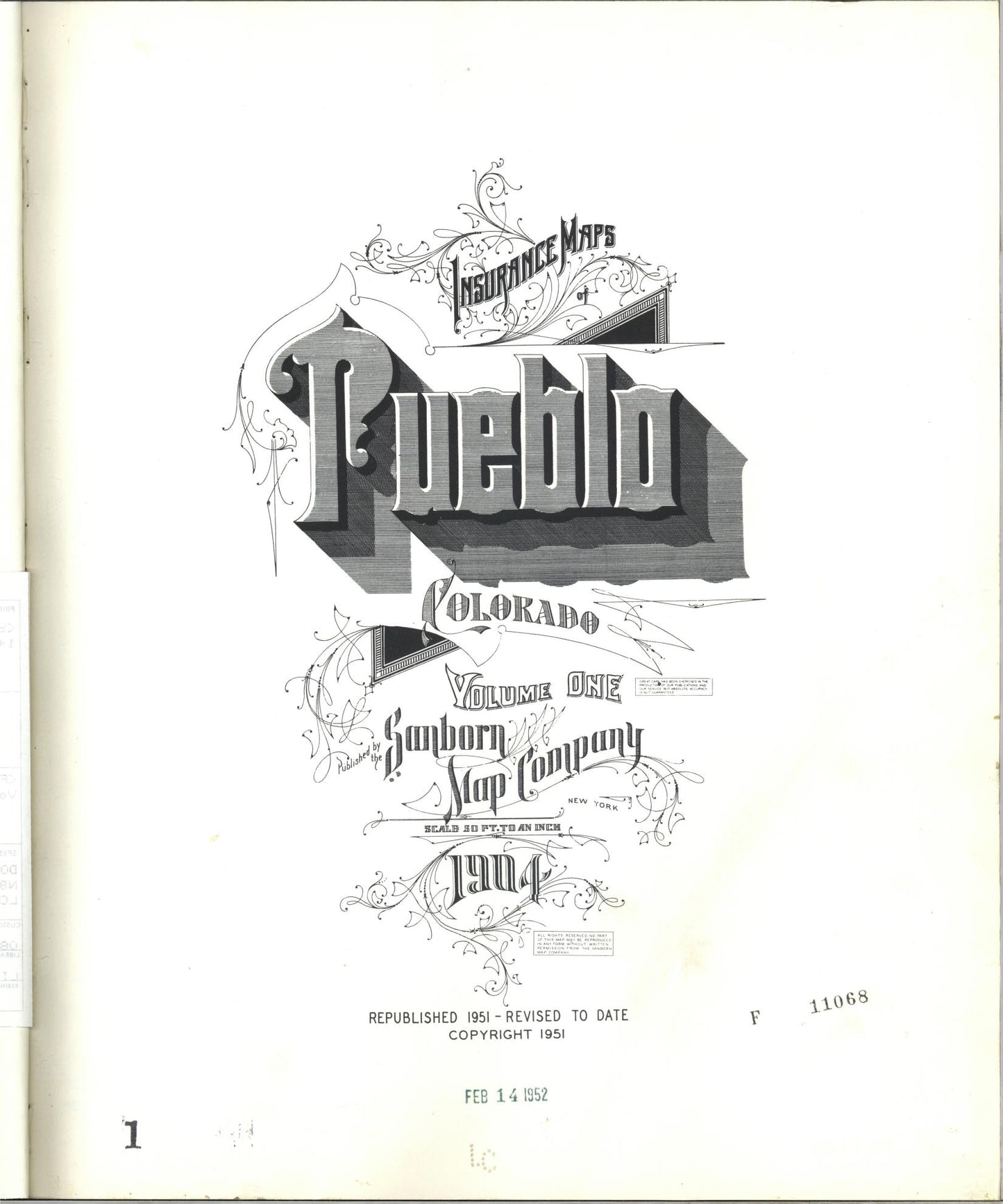 Sanborn Fire Insurance Map from Pueblo, Pueblo County, Colorado (1951), Sheet #0001 - Complete Map Set gallery image, historic Sanborn map, vintage wall art, Colorado Colorado