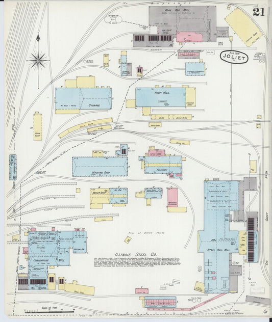 Sanborn Fire Insurance Map from Joliet, Will County, Illinois (1891), Sheet #0021 - Historic Sanborn Fire Insurance Map Print, vintage old map wall art, antique decor, genealogy gift, Illinois Illinois map
