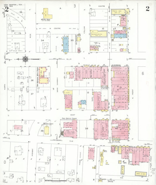 Sanborn Fire Insurance Map from New Boston, Bowie County, Texas (1952), Sheet #0002 - Historic Sanborn Fire Insurance Map Print, vintage old map wall art, antique decor, genealogy gift, Texas Texas map