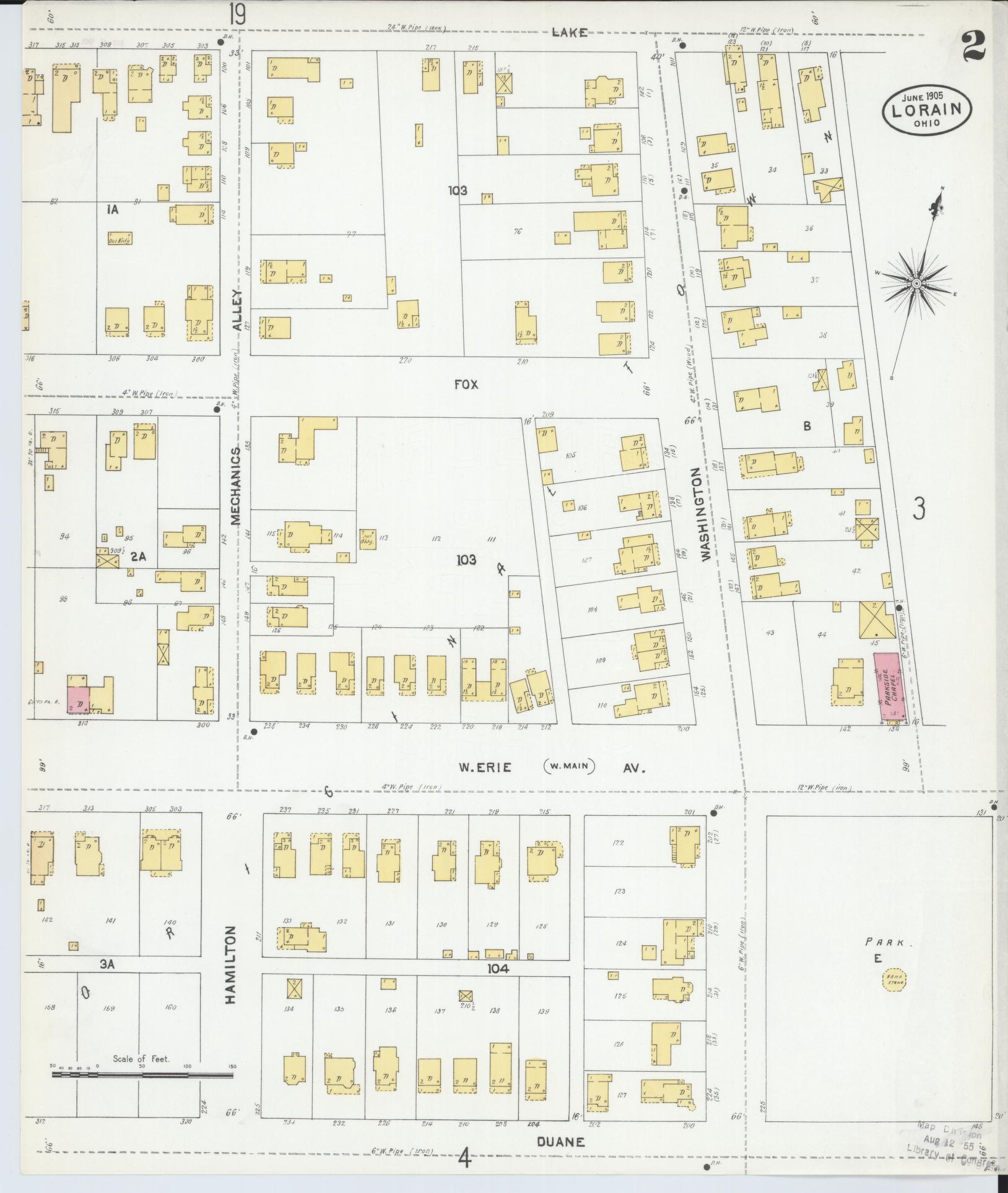 Sanborn Fire Insurance Map from Lorain, Lorain County, Ohio (1905), Sheet #0002 - Historic Sanborn Fire Insurance Map Print, vintage old map wall art, antique decor, genealogy gift, Ohio Ohio map