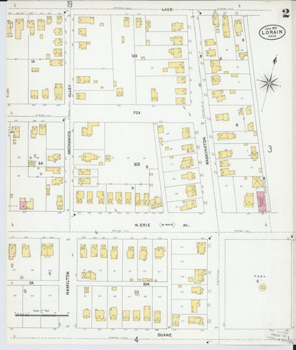 Sanborn Fire Insurance Map from Lorain, Lorain County, Ohio (1905), Sheet #0002 - Historic Sanborn Fire Insurance Map Print, vintage old map wall art, antique decor, genealogy gift, Ohio Ohio map