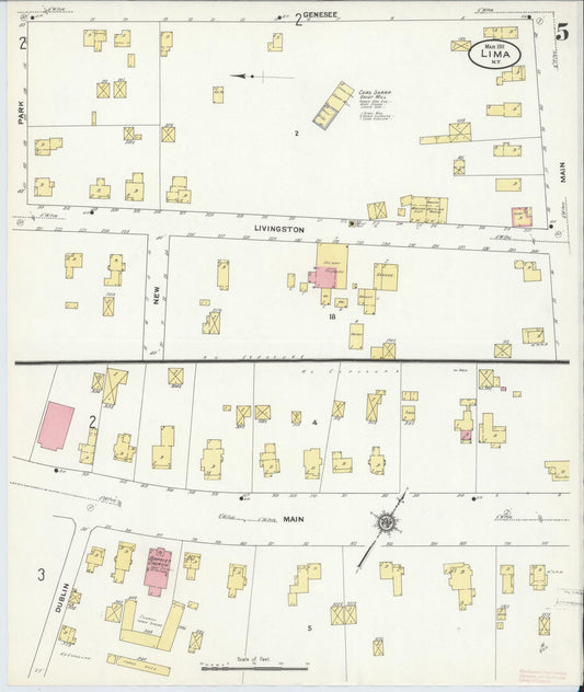 Sanborn Fire Insurance Map from Lima, Livingston County, New York (1911), Sheet #0005 - Historic Sanborn Fire Insurance Map Print, vintage old map wall art, antique decor, genealogy gift, New York New York map