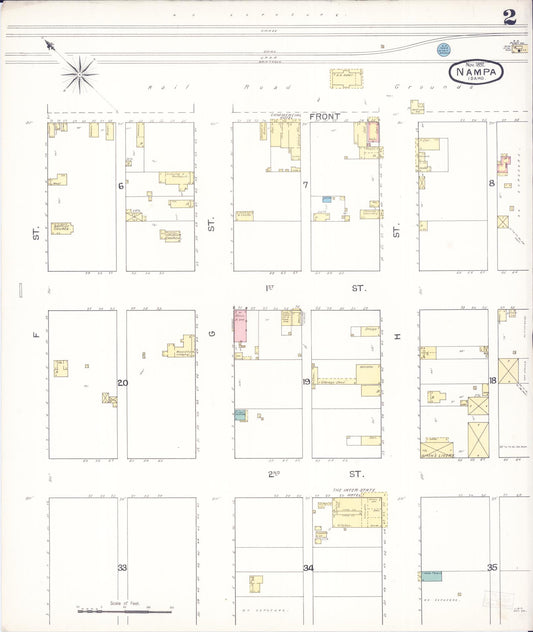 Sanborn Fire Insurance Map from Nampa, Canyon County, Idaho (1892), Sheet #0002 - Historic Sanborn Fire Insurance Map Print, vintage old map wall art, antique decor, genealogy gift, Idaho Idaho map