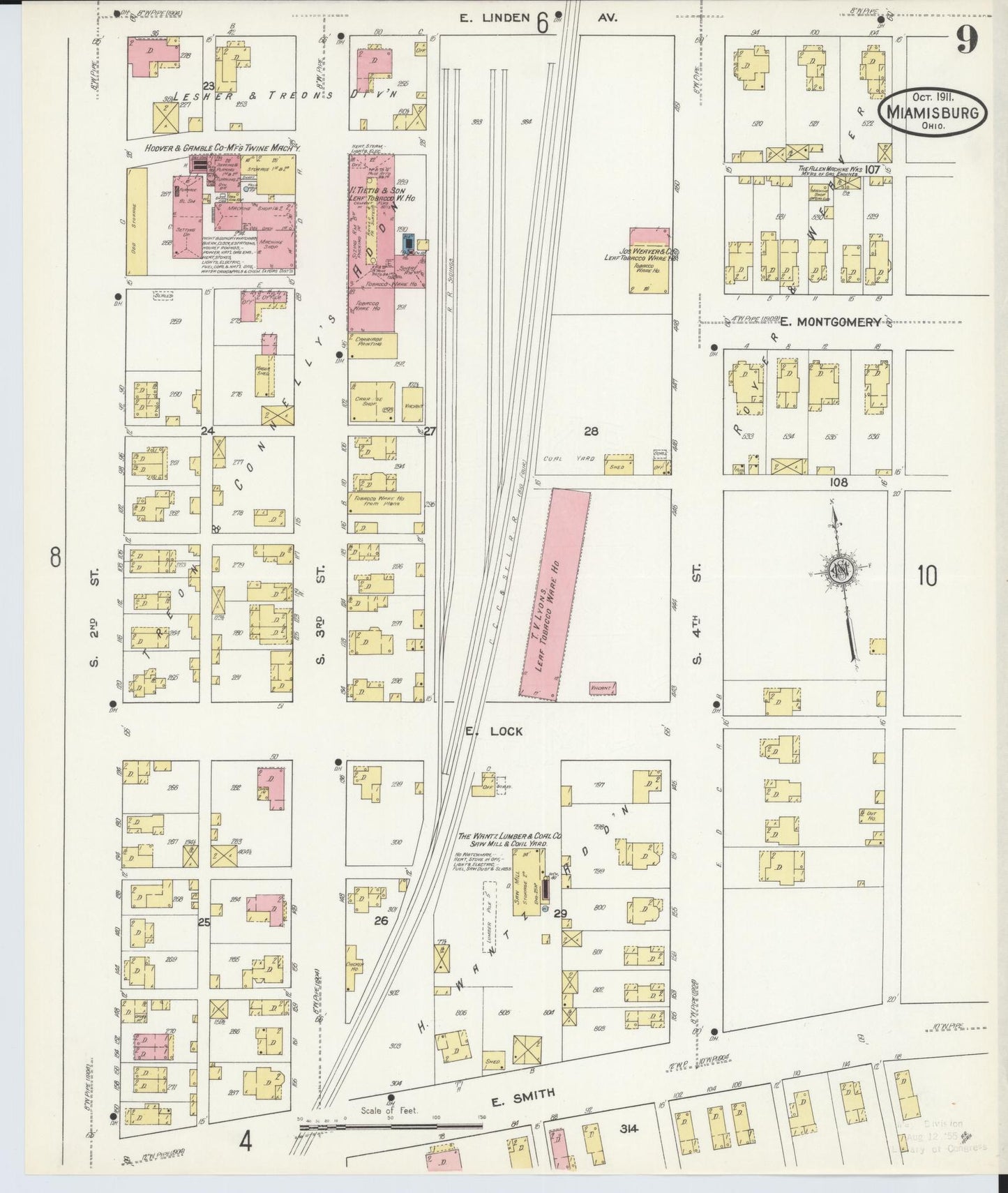Sanborn Fire Insurance Map from Miamisburg, Montgomery County, Ohio (1911), Sheet #0009 - Complete Map Set gallery image, historic Sanborn map, vintage wall art, Ohio Ohio