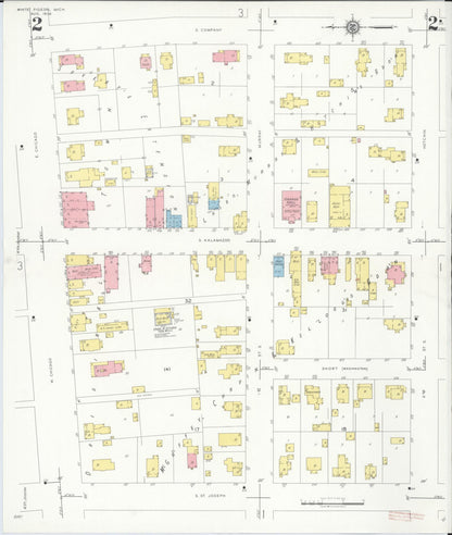 Sanborn Fire Insurance Map from White Pigeon, Saint Joseph County, Michigan (1936), Sheet #0002 - Historic Sanborn Fire Insurance Map Print, vintage old map wall art, antique decor, genealogy gift, Michigan Michigan map