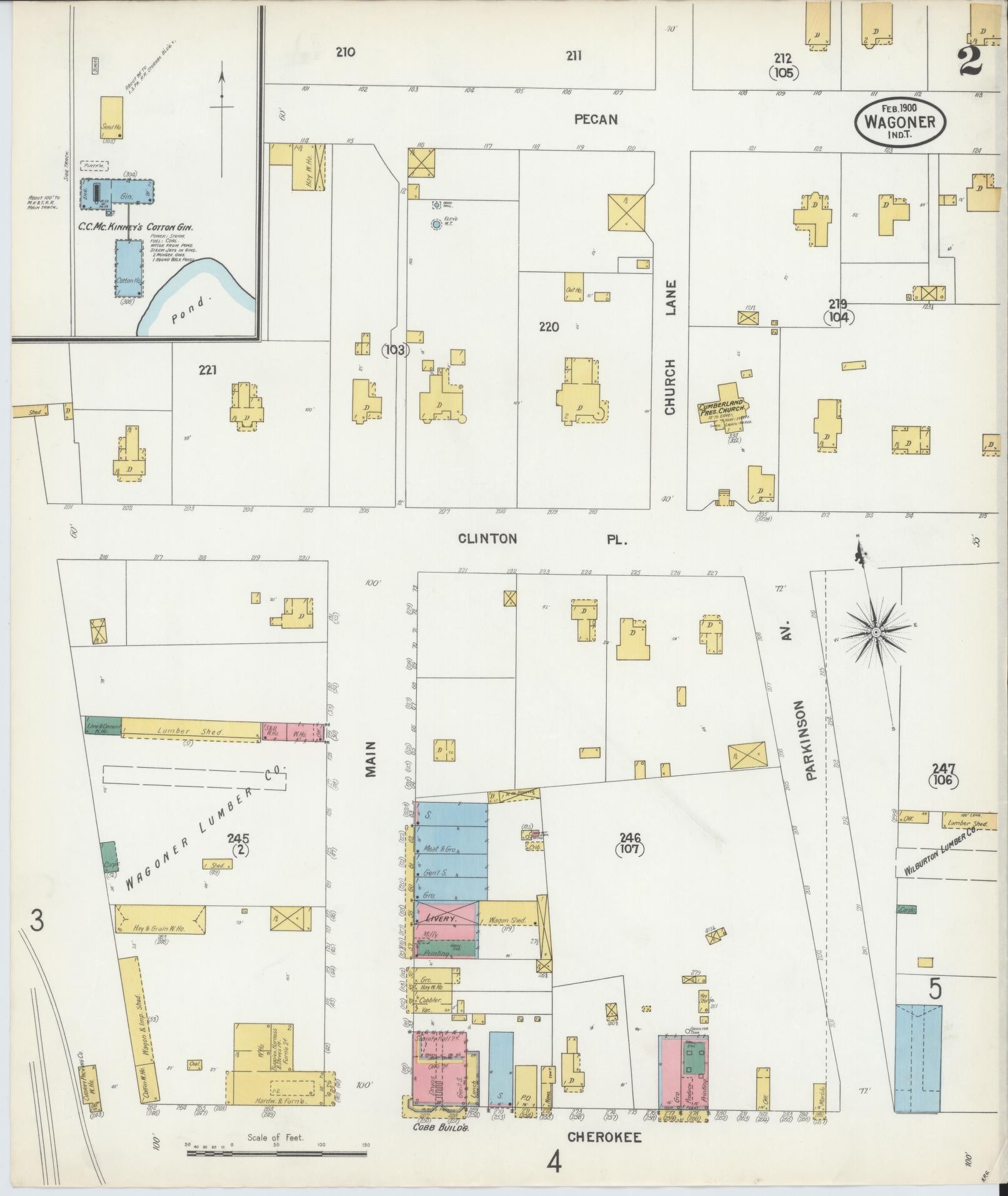 Sanborn Fire Insurance Map from Wagoner, Wagoner County, Oklahoma (1900), Sheet #0002 - Complete Map Set gallery image, historic Sanborn map, vintage wall art, Oklahoma Oklahoma