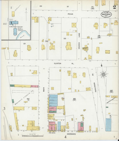 Sanborn Fire Insurance Map from Wagoner, Wagoner County, Oklahoma (1900), Sheet #0002 - Complete Map Set gallery image, historic Sanborn map, vintage wall art, Oklahoma Oklahoma