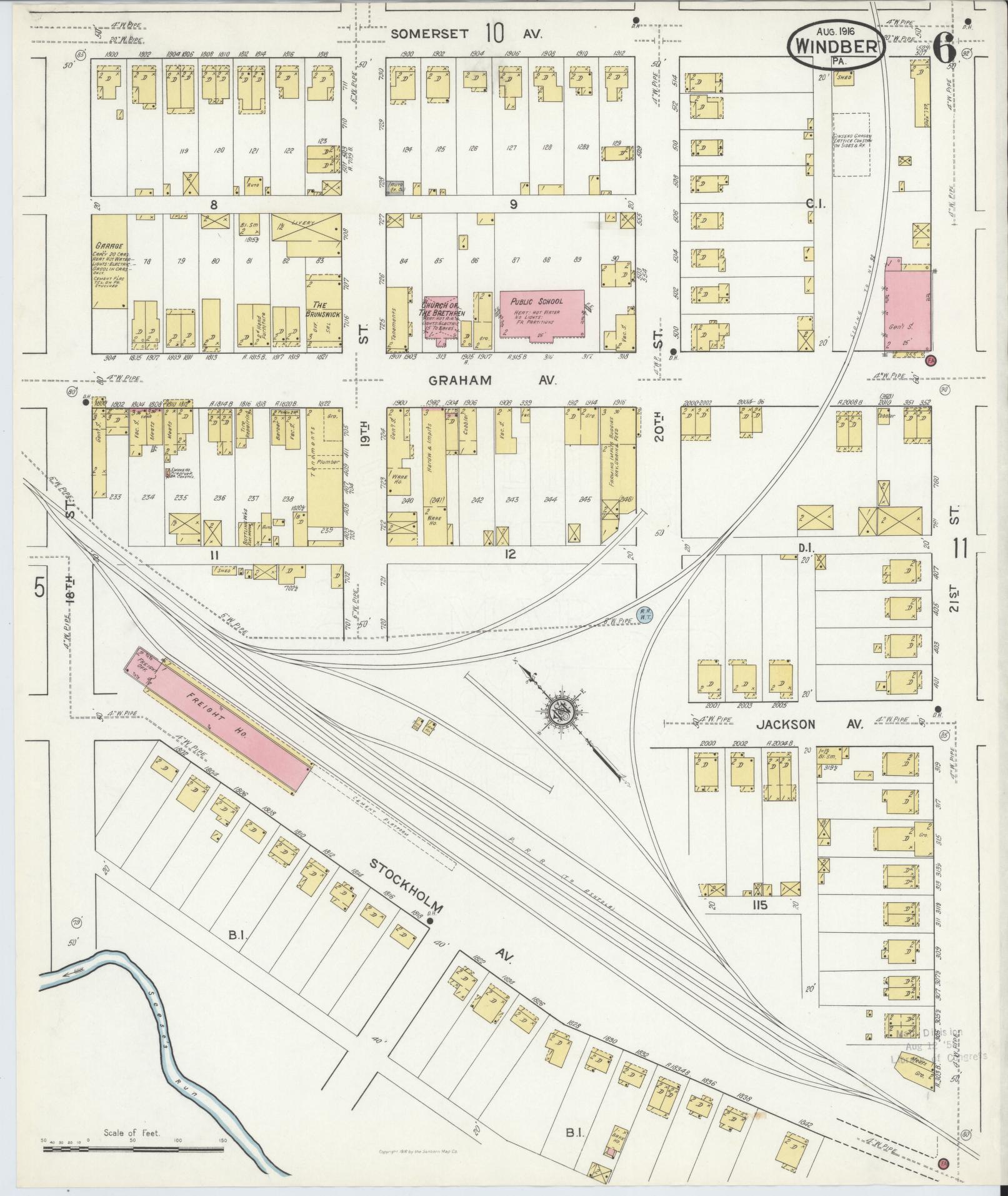 Sanborn Fire Insurance Map from Windber, Somerset County, Pennsylvania (1916), Sheet #0006 - Complete Map Set gallery image, historic Sanborn map, vintage wall art, Pennsylvania Pennsylvania