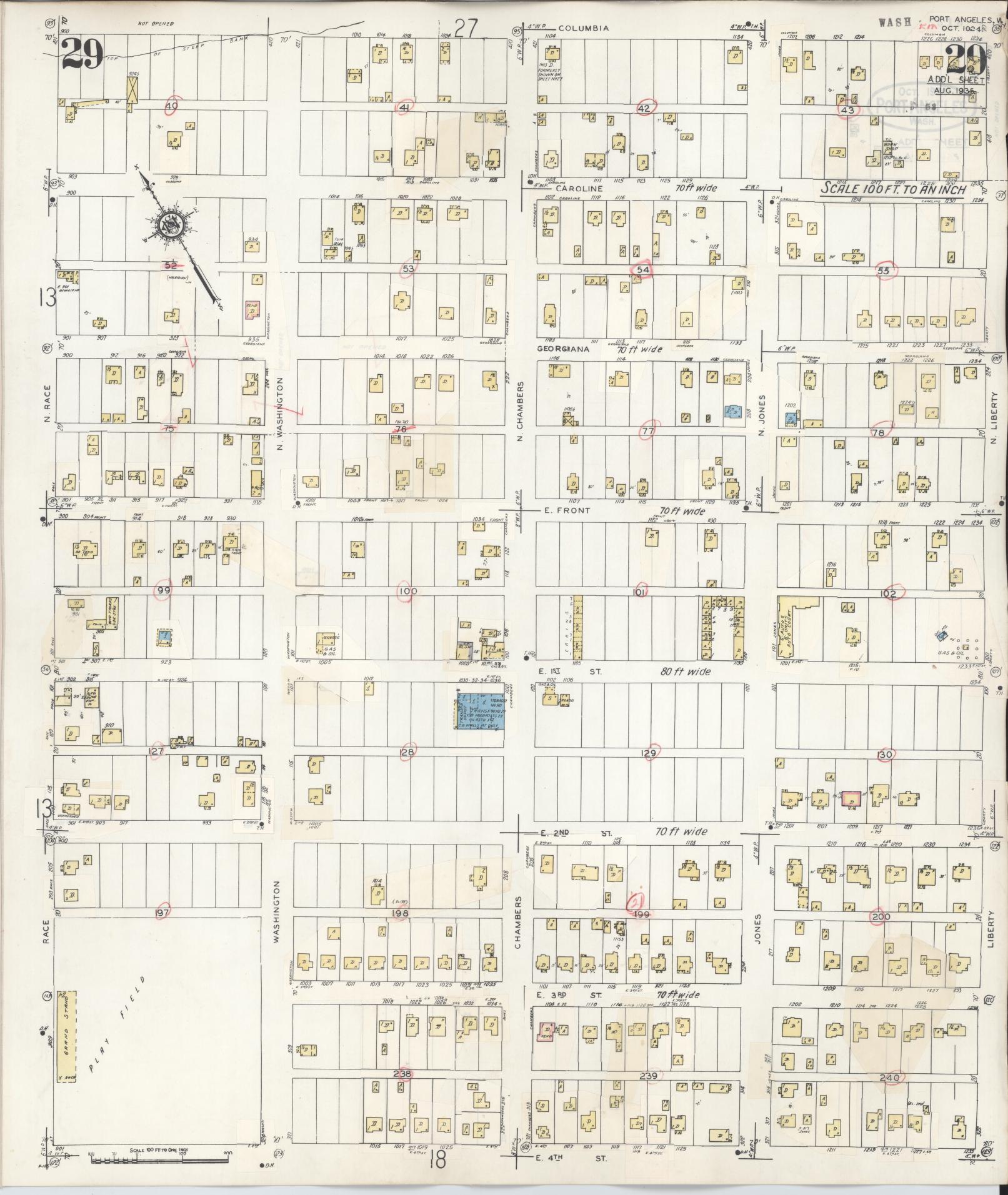 Sanborn Fire Insurance Map from Port Angeles, Clallam County, Washington (1949), Sheet #0029 - Complete Map Set gallery image, historic Sanborn map, vintage wall art, Washington Washington