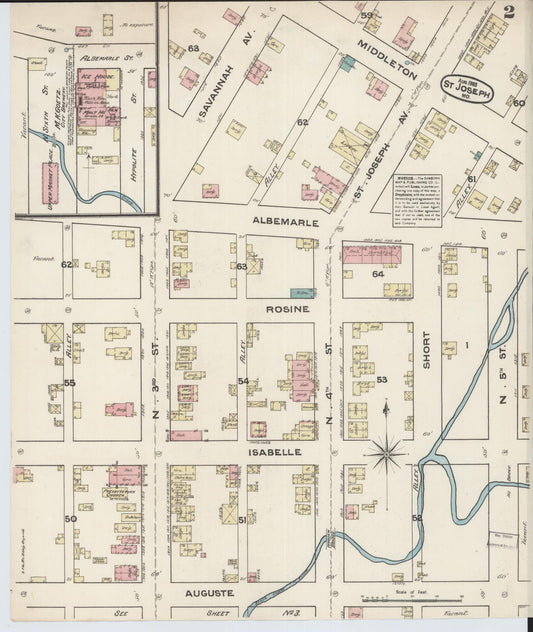 Sanborn Fire Insurance Map from Saint Joseph, Buchanan County, Missouri (1883), Sheet #0002 - Historic Sanborn Fire Insurance Map Print, vintage old map wall art, antique decor, genealogy gift, Missouri Missouri map