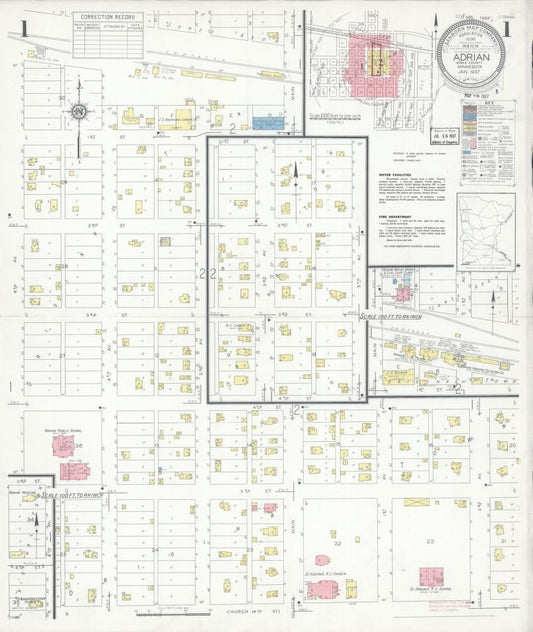 Sanborn Fire Insurance Map from Adrian, Nobles County, Minnesota. (1937) – Map View
