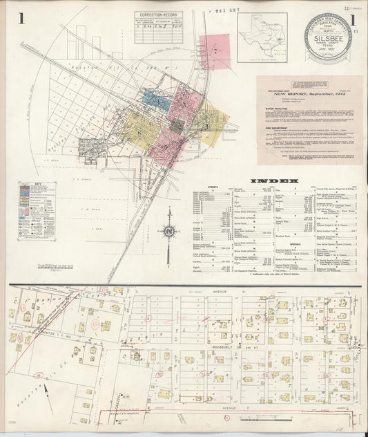 Sanborn Fire Insurance Map from Silsbee, Hardin County, Texas (1942), Sheet #0001 - Complete Map Set gallery image, historic Sanborn map, vintage wall art, Texas Texas