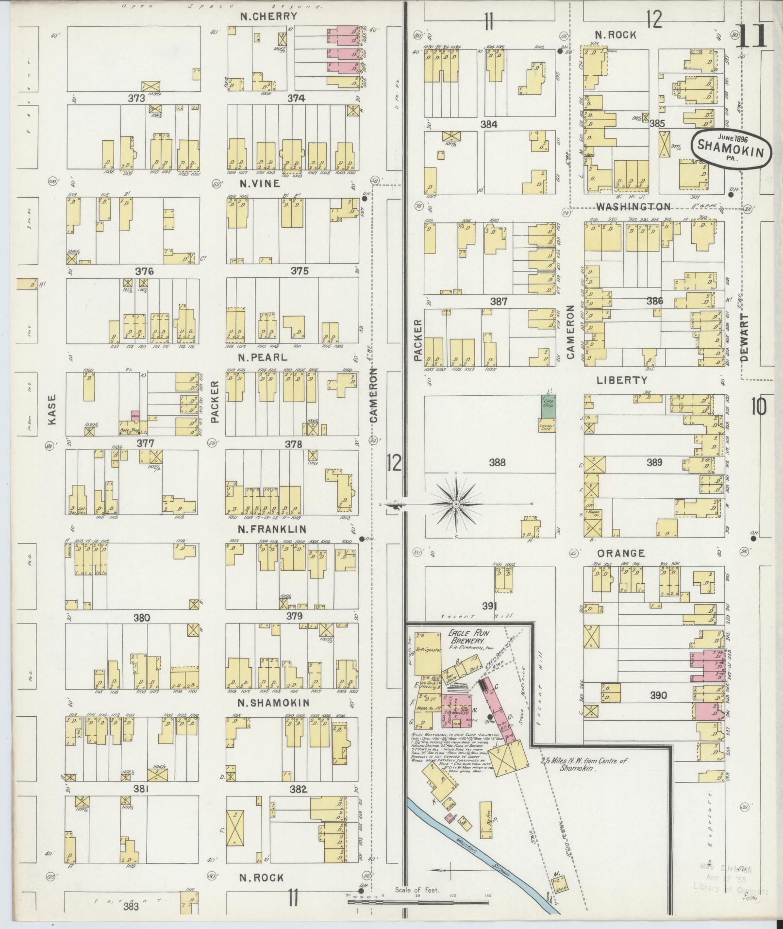Sanborn Fire Insurance Map from Shamokin, Northumberland County, Pennsylvania (1896), Sheet #0011 - Complete Map Set gallery image, historic Sanborn map, vintage wall art, Pennsylvania Pennsylvania