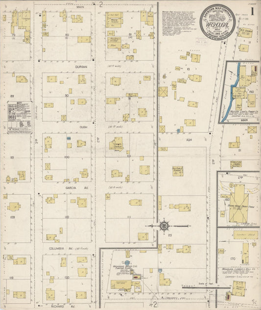 Sanborn Fire Insurance Map from Washougal, Clark County, Washington (1914), Sheet #0001 - Complete Map Set gallery image, historic Sanborn map, vintage wall art, Washington Washington