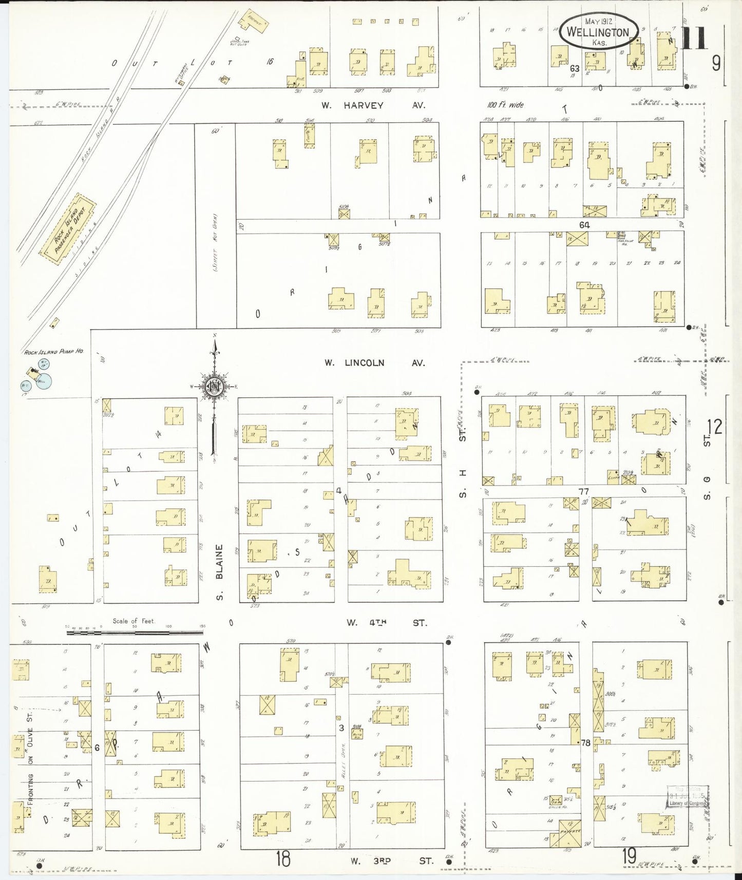 Sanborn Fire Insurance Map from Wellington, Sumner County, Kansas (1912), Sheet #0011 - Complete Map Set gallery image, historic Sanborn map, vintage wall art, Kansas Kansas