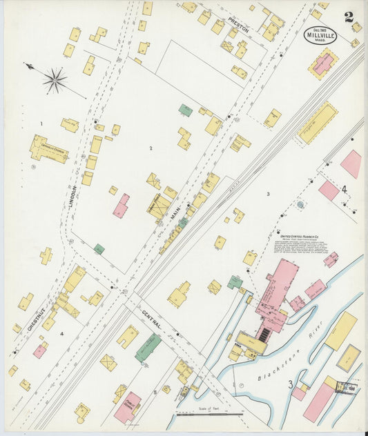 Sanborn Fire Insurance Map from Millville, Worcester County, Massachusetts (1903), Sheet #0002 - Historic Sanborn Fire Insurance Map Print, vintage old map wall art, antique decor, genealogy gift, Massachusetts Massachusetts map