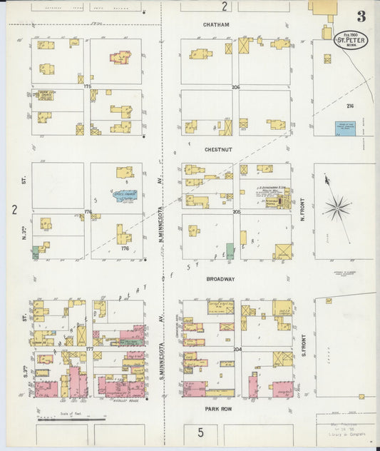 Sanborn Fire Insurance Map from Saint Peter, Nicollet County, Minnesota (1900), Sheet #0003 - Historic Sanborn Fire Insurance Map Print, vintage old map wall art, antique decor, genealogy gift, Minnesota Minnesota map