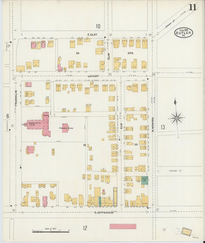 Sanborn Fire Insurance Map from Butler, Butler County, Pennsylvania (1906), Sheet #0011 - Complete Map Set gallery image, historic Sanborn map, vintage wall art, Pennsylvania Pennsylvania