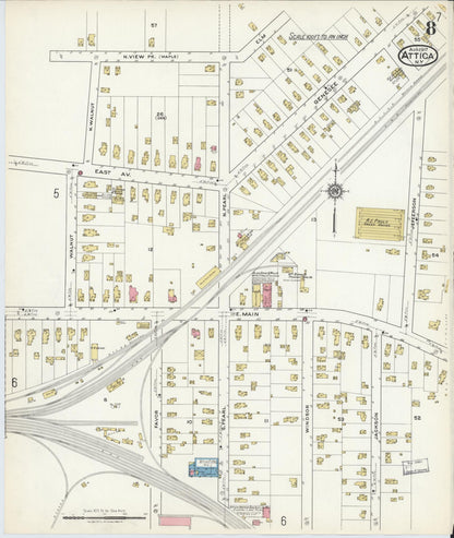 Sanborn Fire Insurance Map from Attica, Wyoming County, New York (1917), Sheet #0008 - Complete Map Set gallery image, historic Sanborn map, vintage wall art, Attica Wyoming