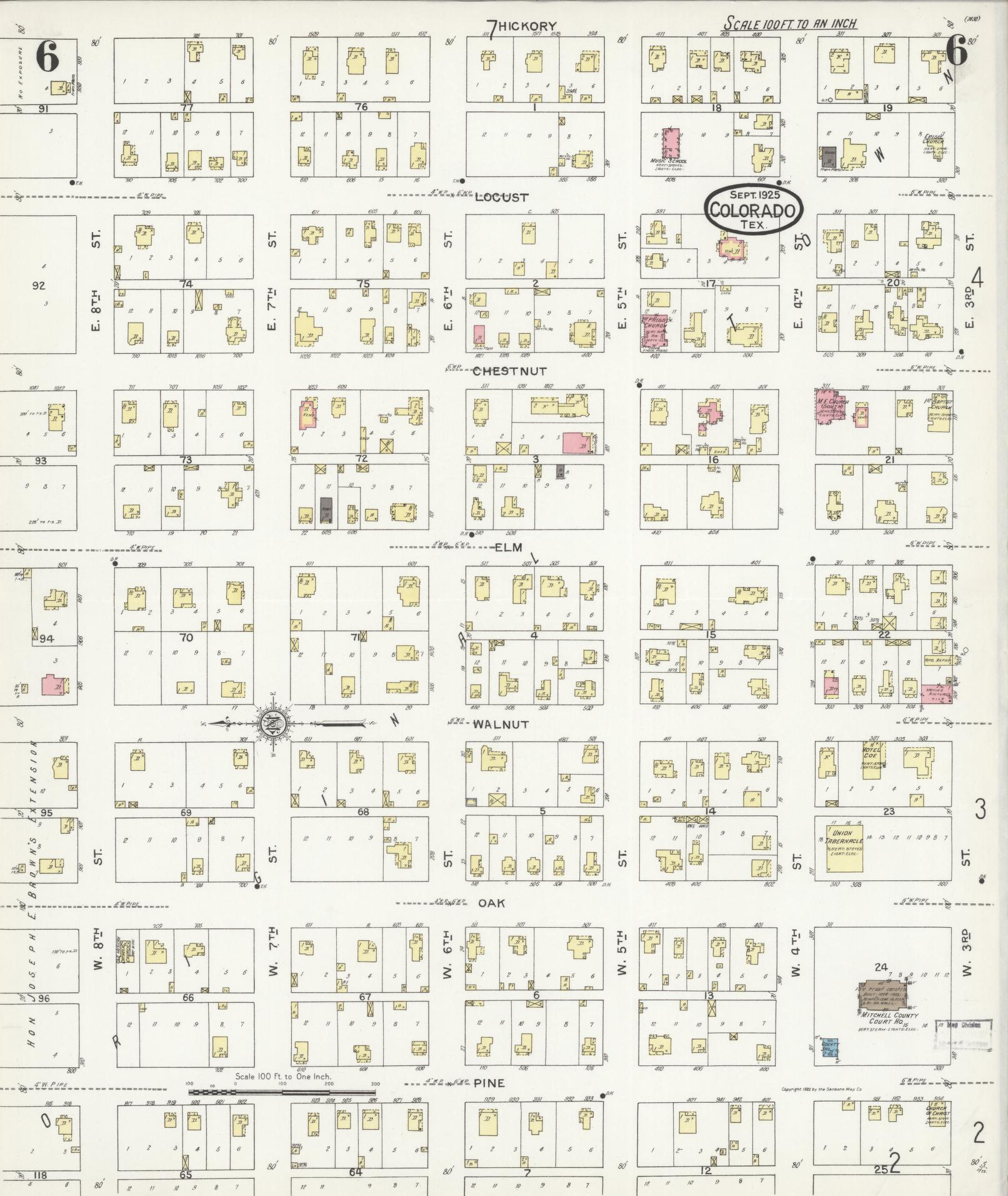 Sanborn Fire Insurance Map from Colorado, Mitchell County, Texas (1925), Sheet #0006 - Historic Sanborn Fire Insurance Map Print, vintage old map wall art, antique decor, genealogy gift, Colorado Colorado map