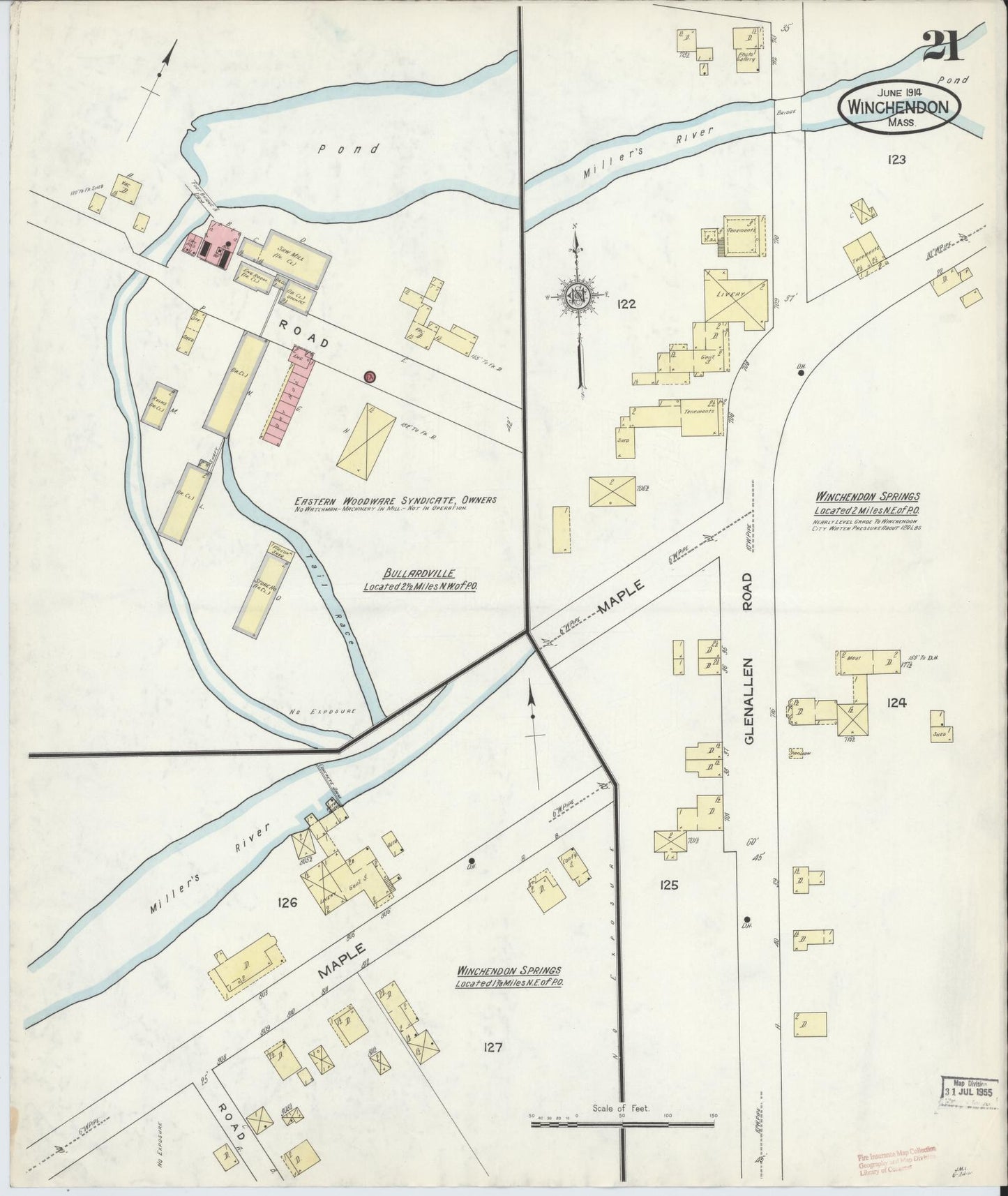 Sanborn Fire Insurance Map from Winchendon, Worcester County, Massachusetts (1914), Sheet #0021 - Complete Map Set gallery image, historic Sanborn map, vintage wall art, Massachusetts Massachusetts