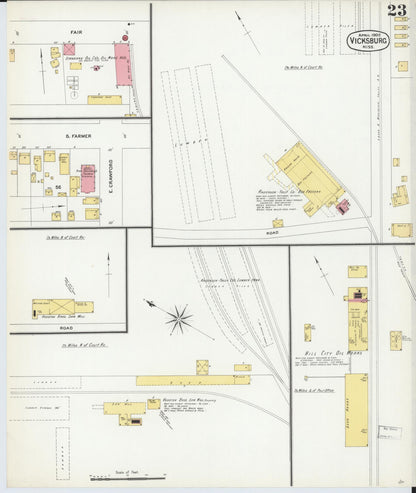 Sanborn Fire Insurance Map from Vicksburg, Warren County, Mississippi (1902), Sheet #0023 - Complete Map Set gallery image, historic Sanborn map, vintage wall art, Mississippi Mississippi