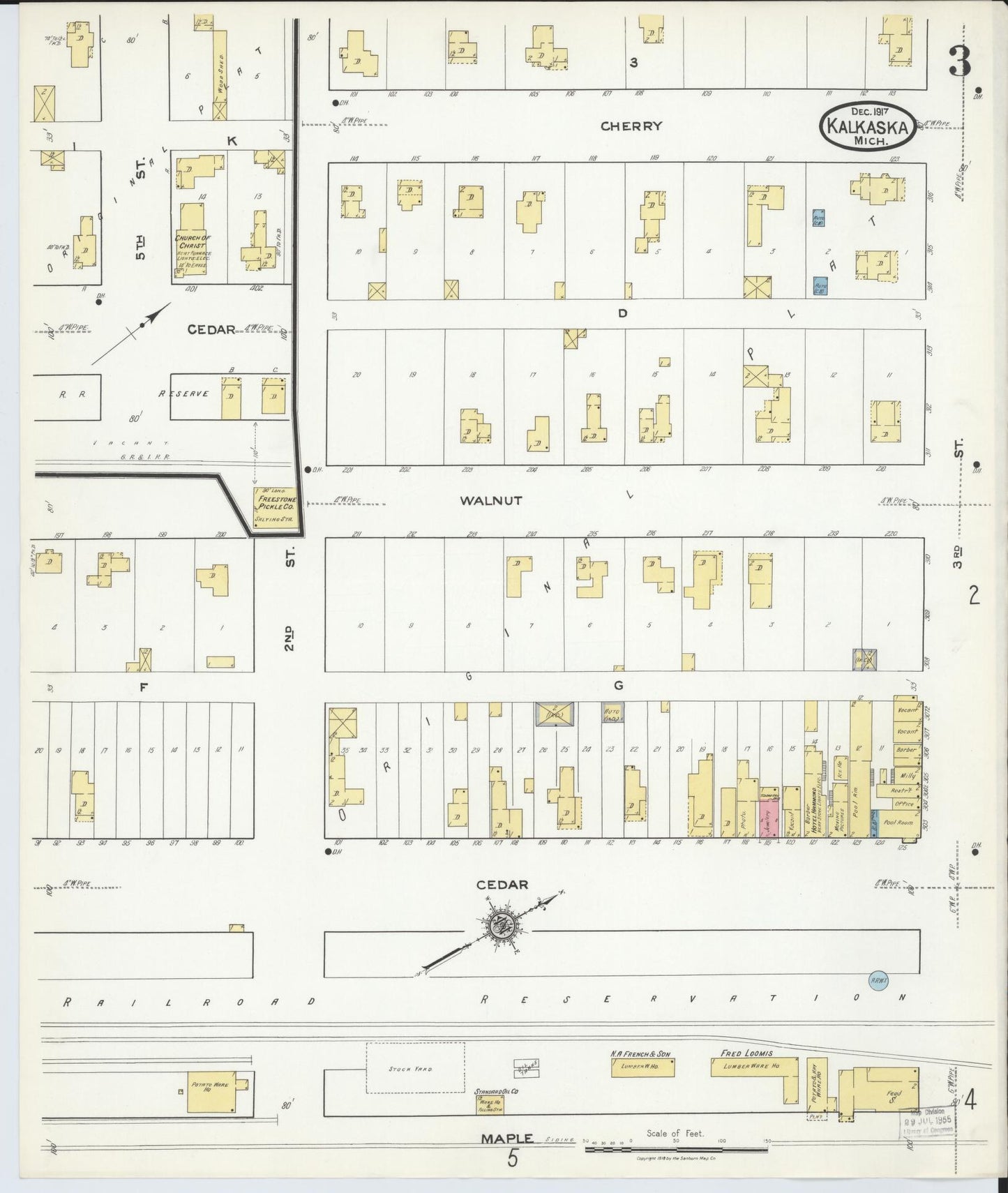 Sanborn Fire Insurance Map from Kalkaska, Kalkaska County, Michigan (1917), Sheet #0003 - Complete Map Set gallery image, historic Sanborn map, vintage wall art, Michigan Michigan