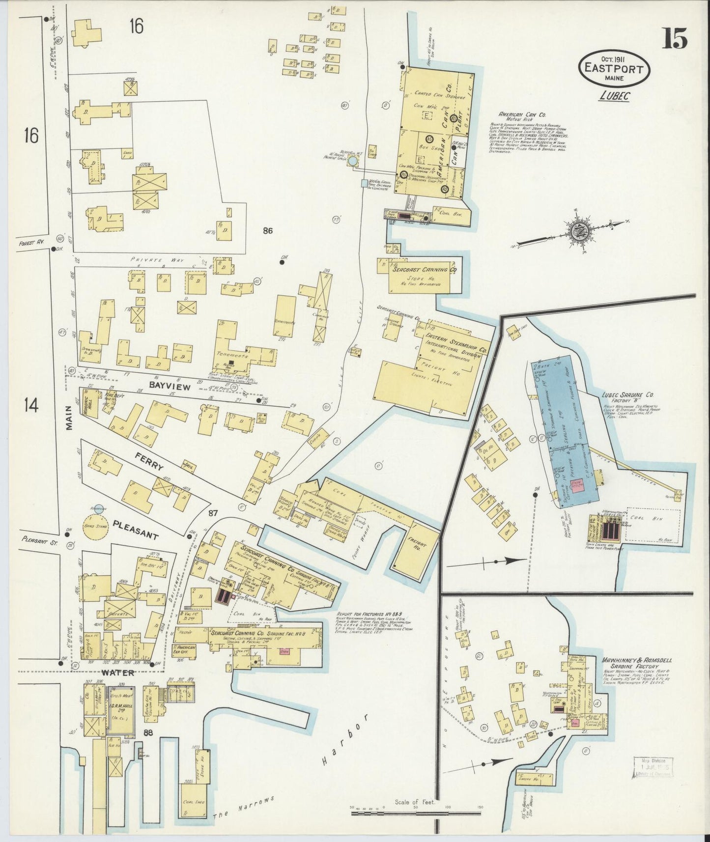 Sanborn Fire Insurance Map from Eastport, Washington County, Maine (1911), Sheet #0015 - Complete Map Set gallery image, historic Sanborn map, vintage wall art, Maine Maine