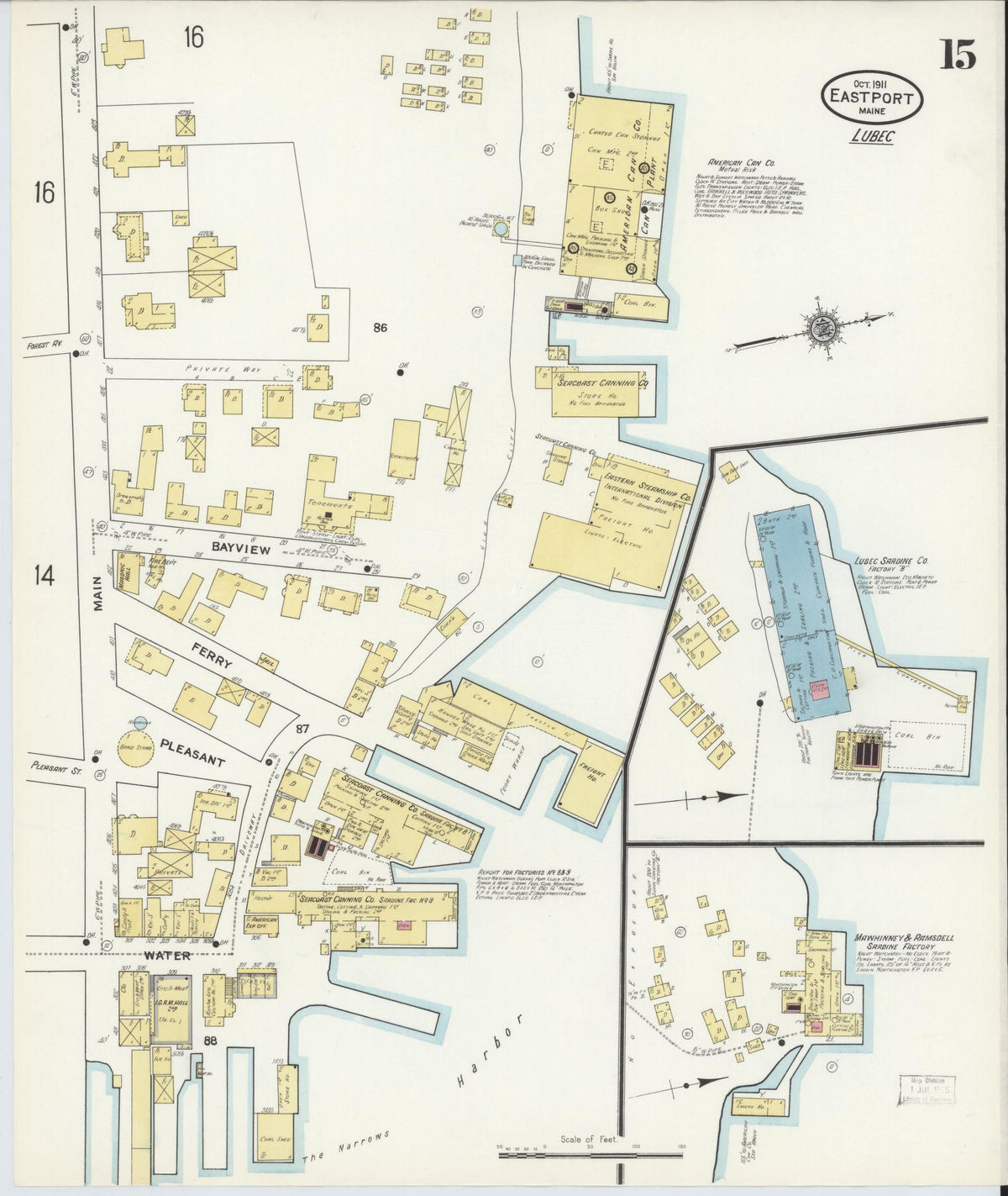 Sanborn Fire Insurance Map from Eastport, Washington County, Maine (1911), Sheet #0015 - Complete Map Set gallery image, historic Sanborn map, vintage wall art, Maine Maine