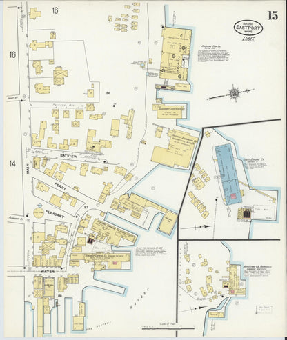 Sanborn Fire Insurance Map from Eastport, Washington County, Maine (1911), Sheet #0015 - Complete Map Set gallery image, historic Sanborn map, vintage wall art, Maine Maine