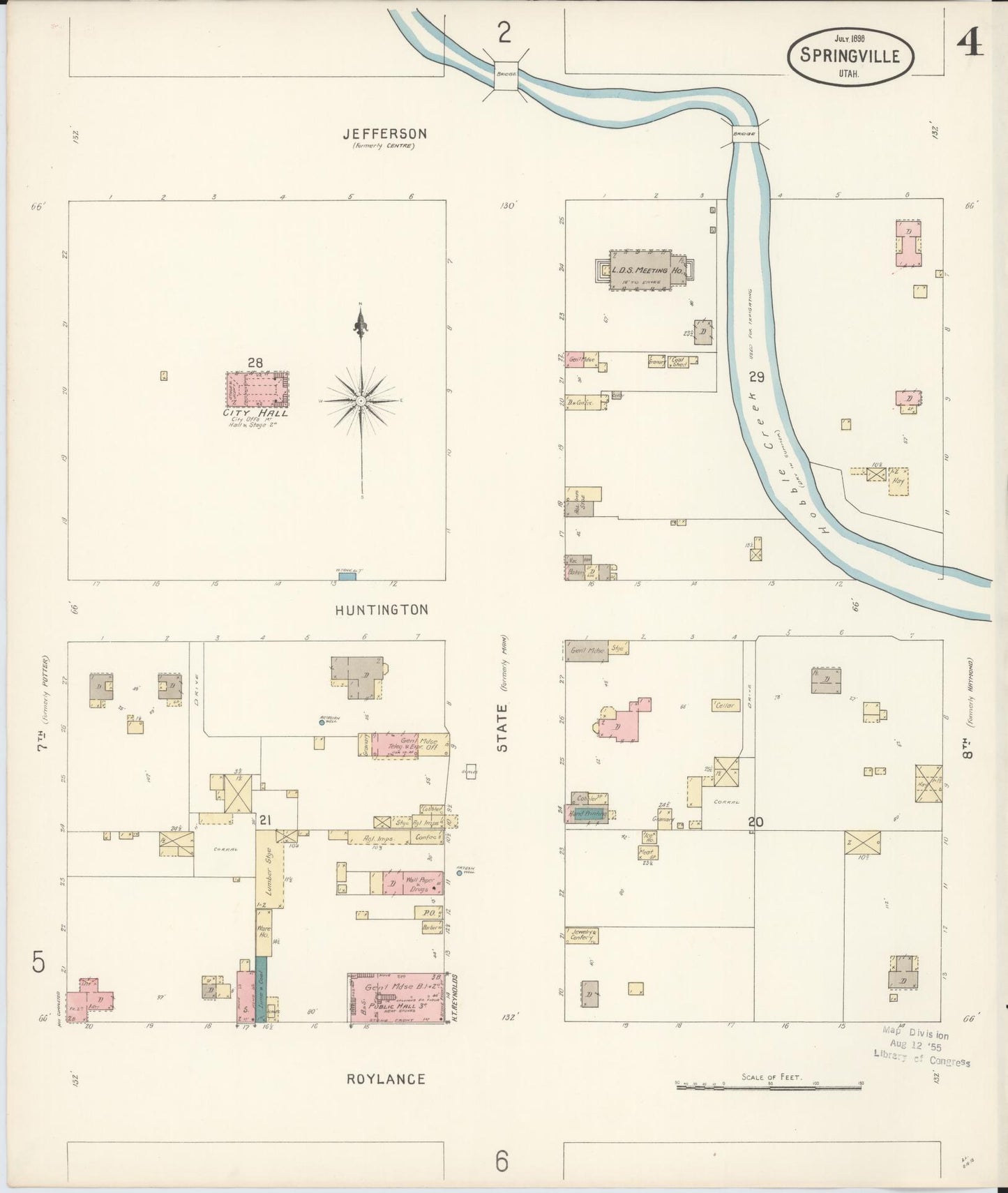 Sanborn Fire Insurance Map from Springville, Utah County, Utah (1898), Sheet #0004 - Complete Map Set gallery image, historic Sanborn map, vintage wall art, Springville Utah