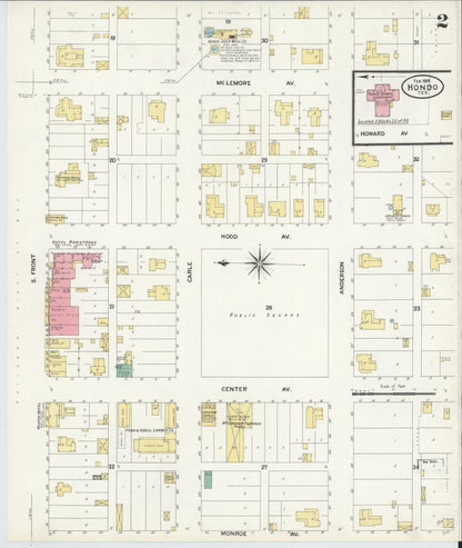 Sanborn Fire Insurance Map from Hondo, Medina County, Texas (1909), Sheet #0002 - Historic Sanborn Fire Insurance Map Print, vintage old map wall art, antique decor, genealogy gift, Texas Texas map
