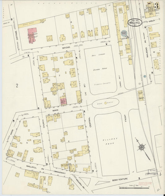 Sanborn Fire Insurance Map from Wallkill, Ulster County, New York (1913), Sheet #0003 - Historic Sanborn Fire Insurance Map Print, vintage old map wall art, antique decor, genealogy gift, New York New York map