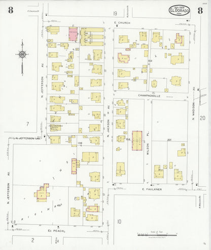 Sanborn Fire Insurance Map from El Dorado, Union County, Arkansas (1929), Sheet #0008 - Complete Map Set gallery image, historic Sanborn map, vintage wall art, Arkansas Arkansas