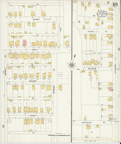 Sanborn Fire Insurance Map from Latrobe, Westmoreland County, Pennsylvania (1903), Sheet #0010 - Historic Sanborn Fire Insurance Map Print, vintage old map wall art, antique decor, genealogy gift, Pennsylvania Pennsylvania map