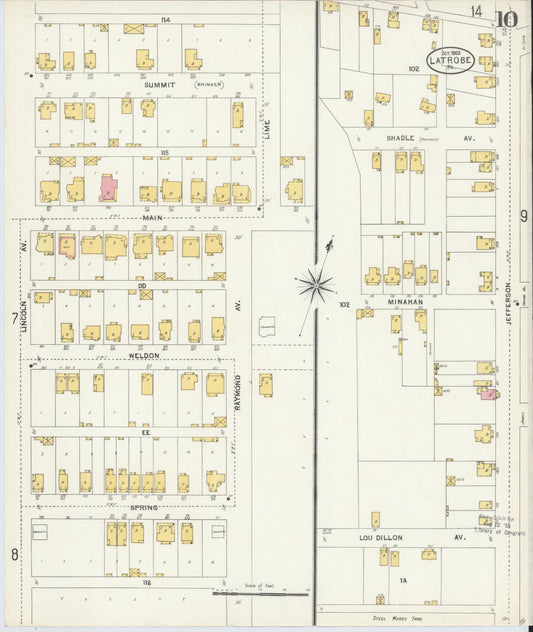 Sanborn Fire Insurance Map from Latrobe, Westmoreland County, Pennsylvania (1903), Sheet #0010 - Historic Sanborn Fire Insurance Map Print, vintage old map wall art, antique decor, genealogy gift, Pennsylvania Pennsylvania map