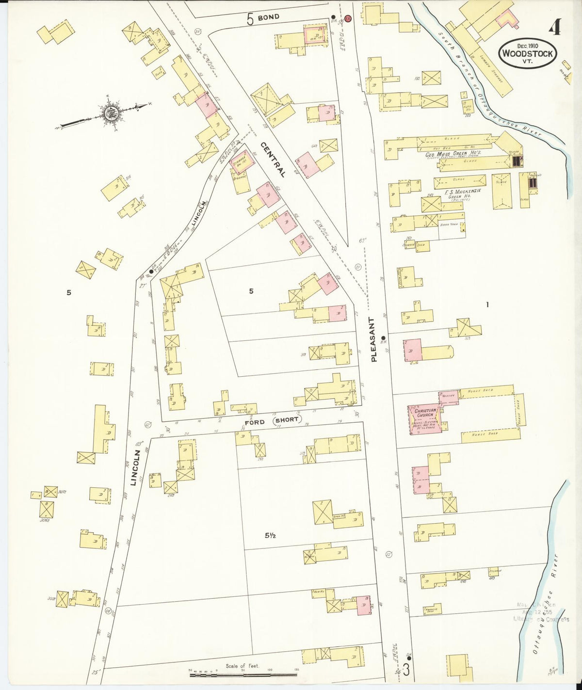 Sanborn Fire Insurance Map from Woodstock, Windsor County, Vermont (1910), Sheet #0004 - Complete Map Set gallery image, historic Sanborn map, vintage wall art, Vermont Vermont