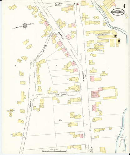 Sanborn Fire Insurance Map from Woodstock, Windsor County, Vermont (1910), Sheet #0004 - Complete Map Set gallery image, historic Sanborn map, vintage wall art, Vermont Vermont