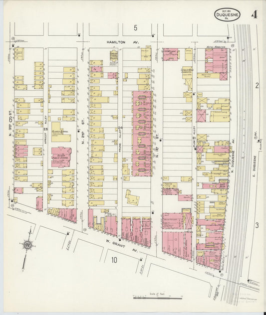Sanborn Fire Insurance Map from Duquesne, Allegheny County, Pennsylvania (1911), Sheet #0004 - Historic Sanborn Fire Insurance Map Print, vintage old map wall art, antique decor, genealogy gift, Pennsylvania Pennsylvania map