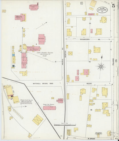 Sanborn Fire Insurance Map from Athens, Clarke County, Georgia (1903), Sheet #0005 - Complete Map Set gallery image, historic Sanborn map, vintage wall art, Georgia Georgia