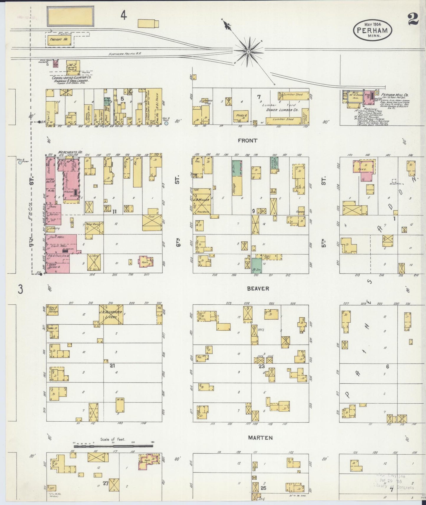 Sanborn Fire Insurance Map from Perham, Otter Tail County, Minnesota (1904), Sheet #0002 - Historic Sanborn Fire Insurance Map Print, vintage old map wall art, antique decor, genealogy gift, Minnesota Minnesota map