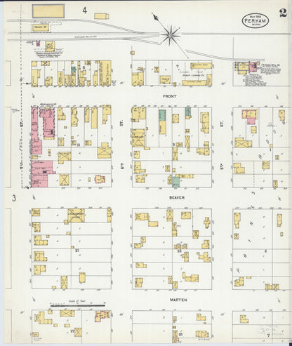 Sanborn Fire Insurance Map from Perham, Otter Tail County, Minnesota (1904), Sheet #0002 - Historic Sanborn Fire Insurance Map Print, vintage old map wall art, antique decor, genealogy gift, Minnesota Minnesota map