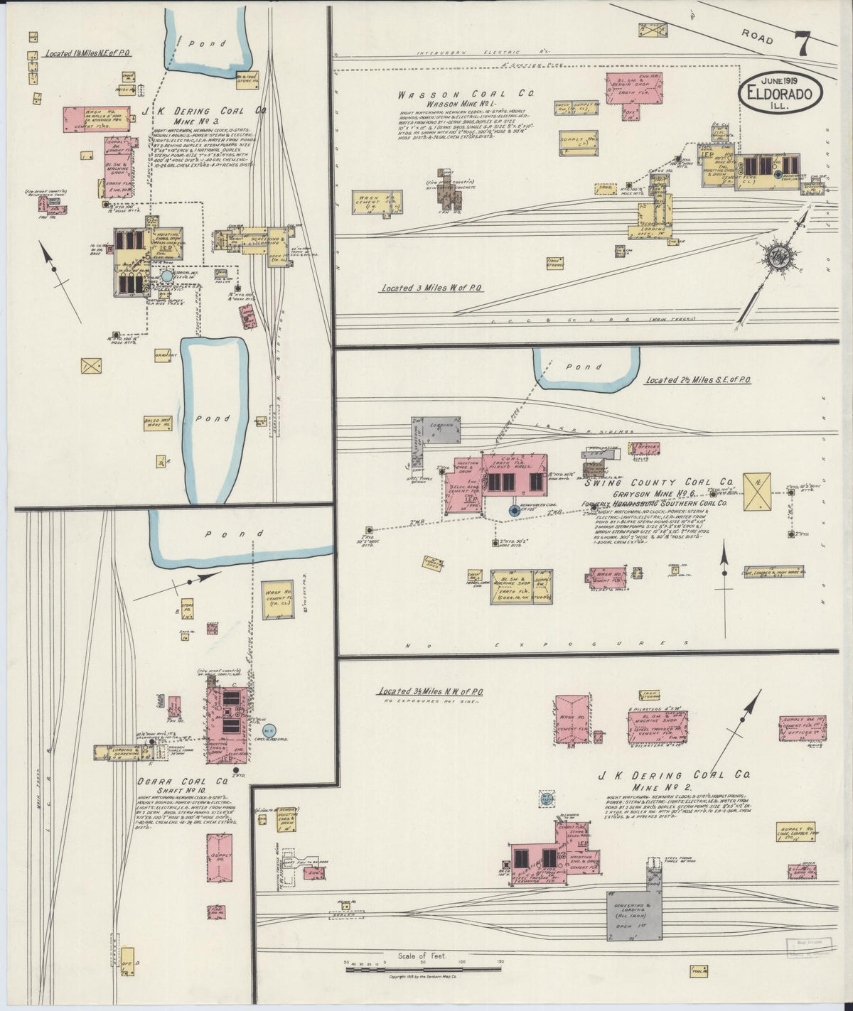 Sanborn Fire Insurance Map from Eldorado, Saline County, Illinois (1919), Sheet #0007 - Historic Sanborn Fire Insurance Map Print, vintage old map wall art, antique decor, genealogy gift, Illinois Illinois map