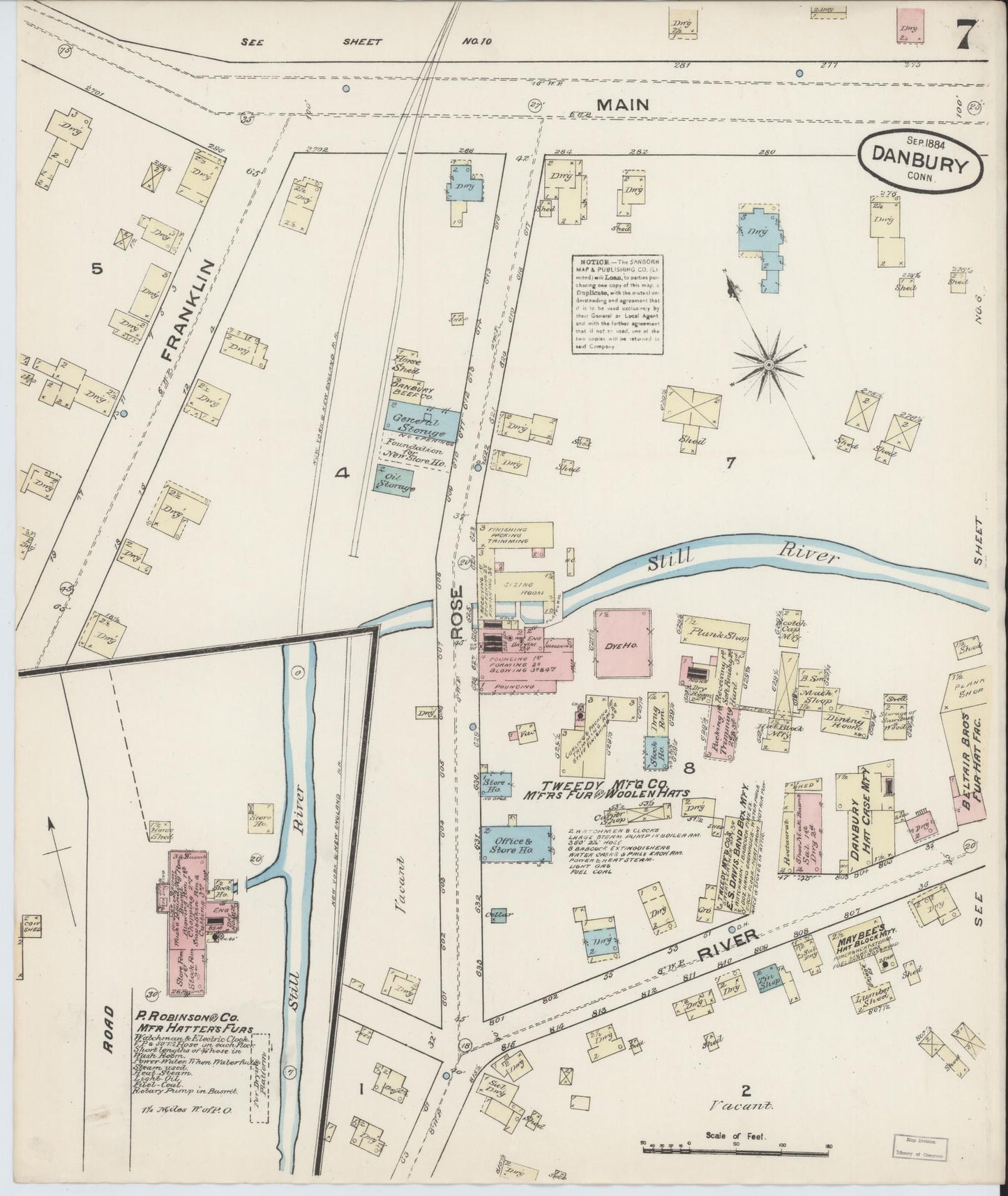 Sanborn Fire Insurance Map from Danbury, Fairfield County, Connecticut (1884), Sheet #0007 - Complete Map Set gallery image, historic Sanborn map, vintage wall art, Connecticut Connecticut