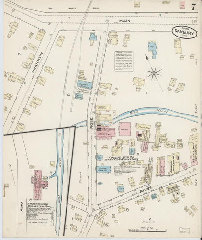 Sanborn Fire Insurance Map from Danbury, Fairfield County, Connecticut (1884), Sheet #0007 - Complete Map Set gallery image, historic Sanborn map, vintage wall art, Connecticut Connecticut