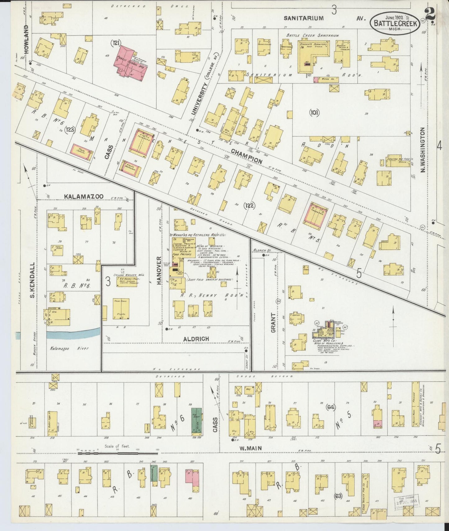 Sanborn Fire Insurance Map from Battle Creek, Calhoun County, Michigan (1902), Sheet #0002 - Complete Map Set gallery image, historic Sanborn map, vintage wall art, Michigan Michigan