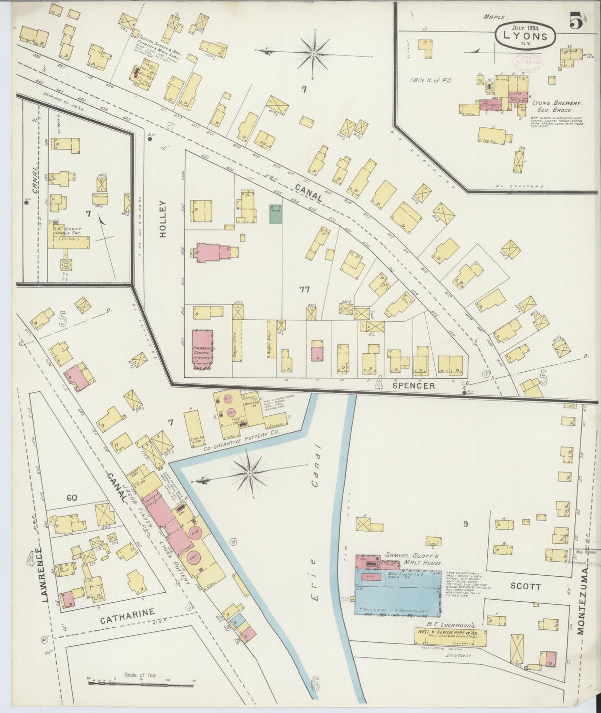 Sanborn Fire Insurance Map from Lyons, Wayne County, New York (1894), Sheet #0005 - Complete Map Set gallery image, historic Sanborn map, vintage wall art, New York New York