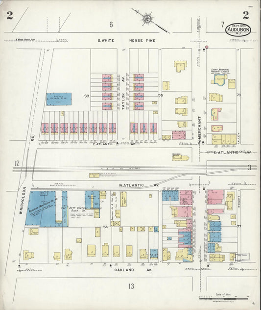 Sanborn Fire Insurance Map from Audubon, Camden County, New Jersey (1924), Sheet #0002 - Historic Sanborn Fire Insurance Map Print, vintage old map wall art, antique decor, genealogy gift, New Jersey New Jersey map