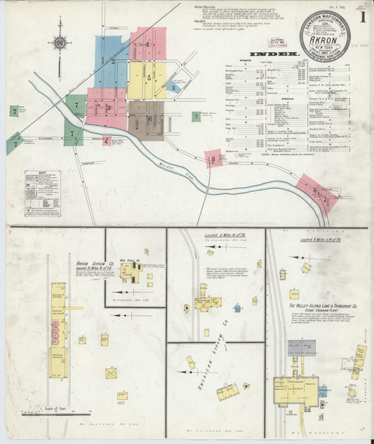 Sanborn Fire Insurance Map from Akron, Erie County, New York (1910), Sheet #0001 - Historic Sanborn Fire Insurance Map Print, vintage old map wall art, antique decor, genealogy gift, New York New York map